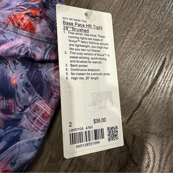 New Lululemon Base Pace High Rise Running Tight Sz 2 Atmospheric Purple Pants - Picture 7 of 10
